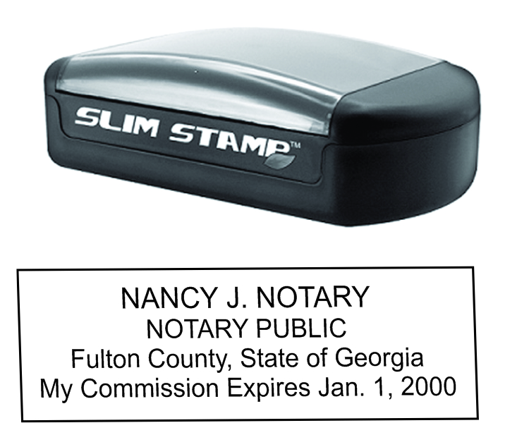 Travel Style Slim Rectangular Georgia Notary Stamp 